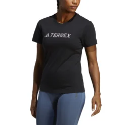 Camiseta De Mujer Adidas Terrex Classic Logo -Equipo Al Aire Libre adidas hz1392 4 apparel on model front view white nw032724