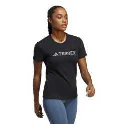 Camiseta De Mujer Adidas Terrex Classic Logo -Equipo Al Aire Libre adidas hz1392 6 apparel on model walking view white nw032724